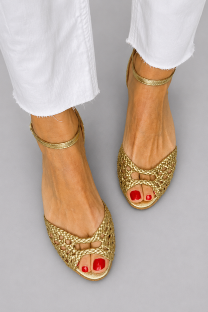 Alma™ | Gyldne flettede sandaler
