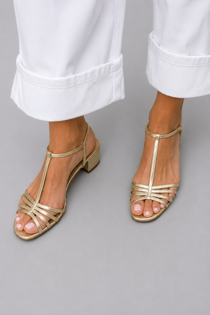 Ingrid™ | Gyldne Sandaler Hverdagselegance